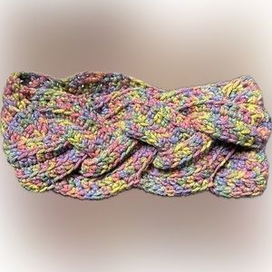 Multicolored braded ear warmer